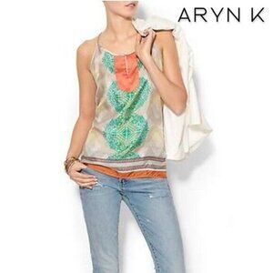 Aryn‎ K. Women's Spaghetti Straps Silk Medallion Print Cami Top